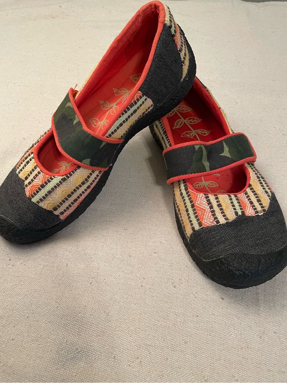 Keen Women’s Mary Jane Canvas Shoes, Colors of Orange, Gray, Green and Yellow - Picture 5 of 15
